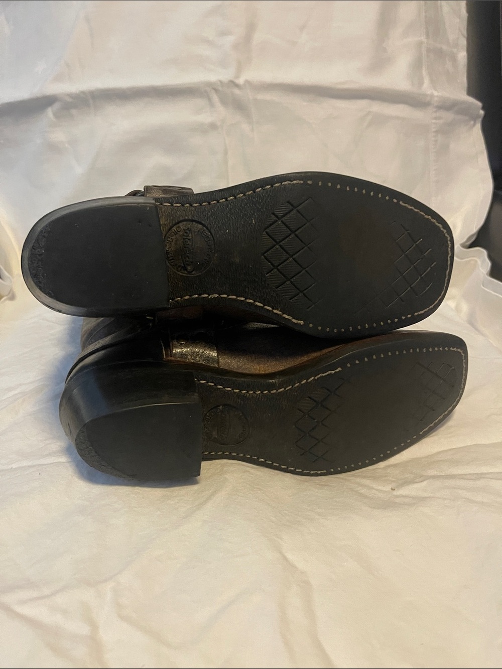 Frye Brown Leather Harness Heeled Boots - Picture 8 of 11